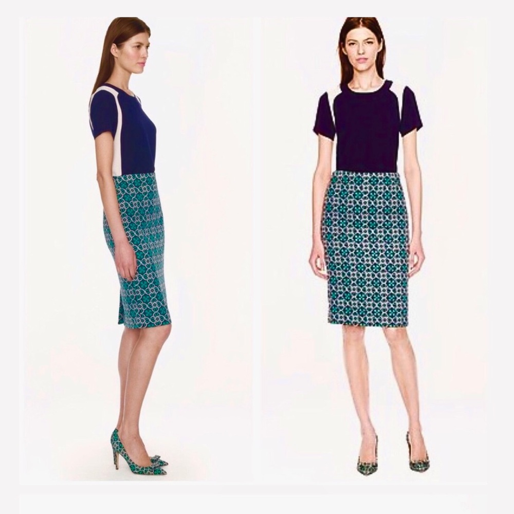 NWOT J.Crew Pencil Skirt in Lattice Medallion